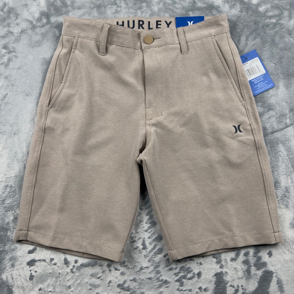 Hurley Mens 27 Khaki Heathered 4-Way Stretch Hybrid Quick Dry Walk Shorts New